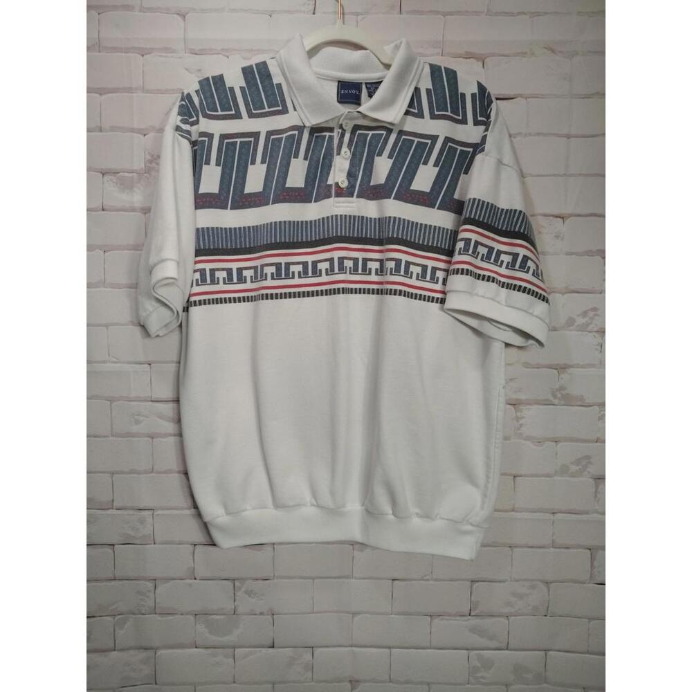 Vtg Envoy Mens Large Polo Western Dadcore 80s Asymmetrical Classic